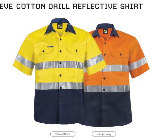Hi Vis Two Tone Short Sleeve Cotton Drill Reflective Shirt