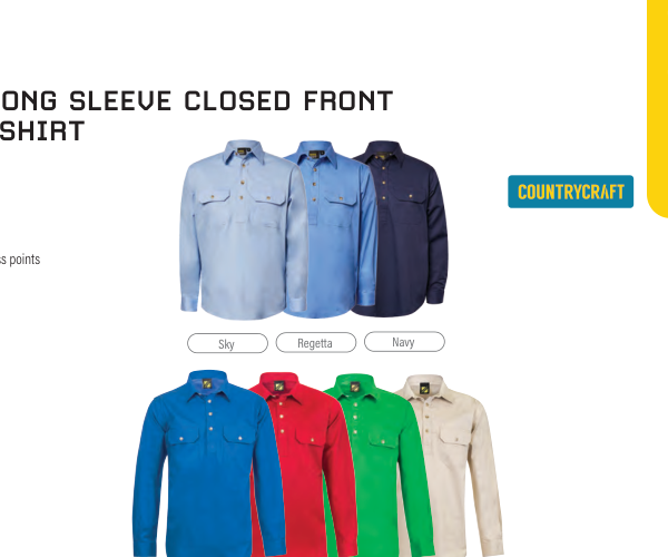 Lightweight Long Sleeve Half Placket Cotton Drill Shirt