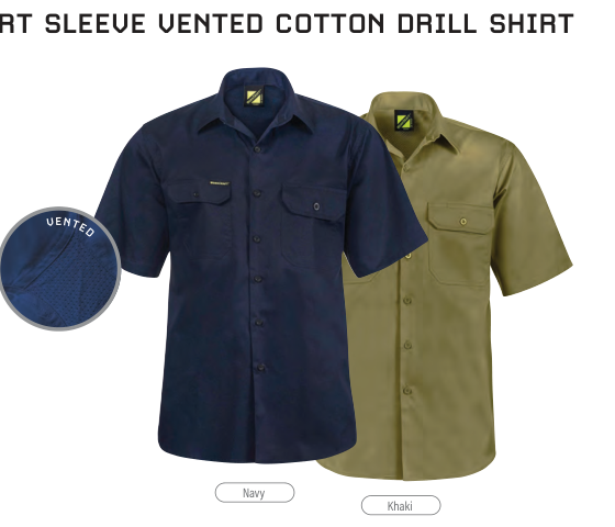 Lightweight Short Sleeve Vented Cotton Drill Shirt