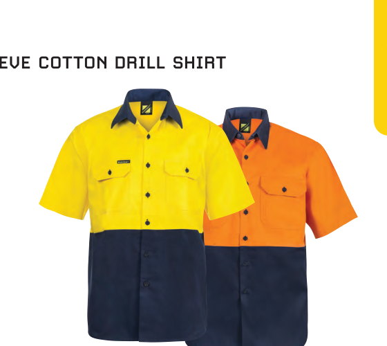 Hi Vis Two Tone Short Sleeve Cotton Drill Shirt